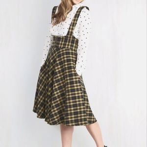High Waisted Vintage Flannel Jumper Dress